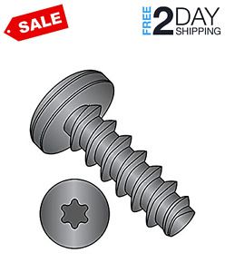 Steel Thread Rolling Screw for Plastic, Black Oxide Finish, Pan Head, Star