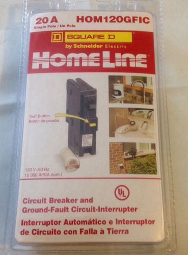 Square d 20 amp single pole circuit breaker and gfi  new for sale