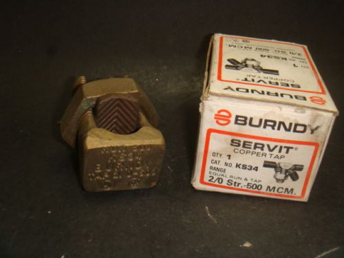 New, burndy, servit copper tap, ks34, equar run &amp; tap, new in box, for sale