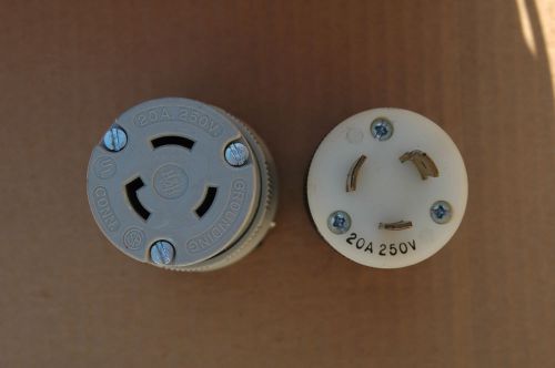 Male &amp; Female Plug 20 amp 250 volt Twist Lock NEMA L6-20 set Lot