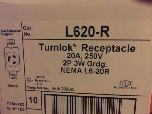 PASS &amp; SEYMOUR L620-R 20 AMP 250V TURNLOK RECEPTACLE 2P 3W-  NEW