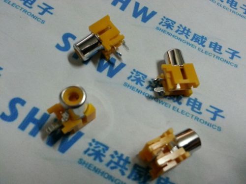 10PCS RCA AV 90 degree audio jack socket Receptacle connector (Yellow)