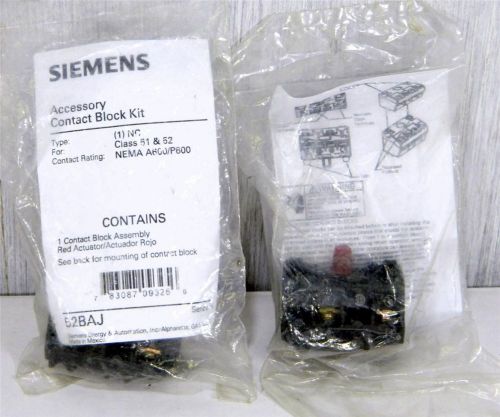TWO Siemens Contact Block Kits 52BAJ (1) NC for class 51 &amp; 52