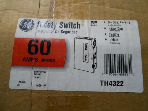 GE TH4322 SAFETY SWITCH 60 AMP 208Y/120 3P 4W HD FUSIBLE N1 DISCONNECT