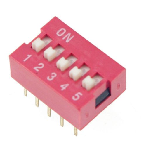 10 x  dip switch 5 positions 2.54mm pitch through hole silver top actuated slide for sale