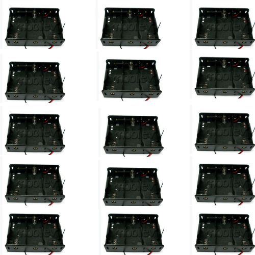 15 x battery box clip holder case for 3 x d size  r20 hr20 with 6&#039;&#039; wire leads for sale