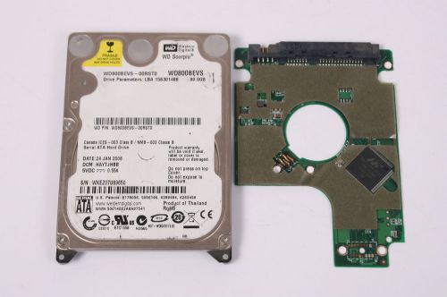Wd wd800bevs-00rst0 80gb sata 2,5 hard drive / pcb (circuit board) only for data for sale