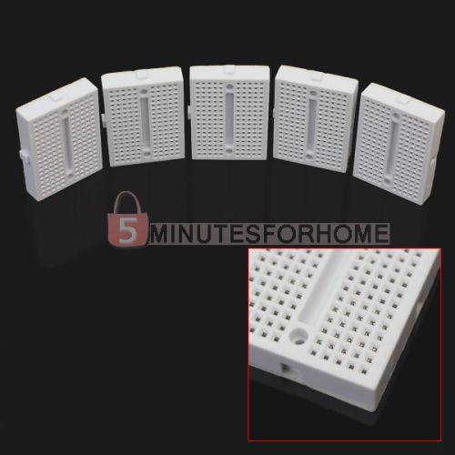 5 pcs 170 points white breadboard solderless prototype tie-point for arduino for sale
