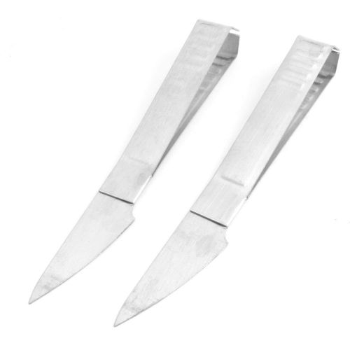 2 Pcs 140mm Long Silver Tone Metal Tapering Tip Cutter w Curved Tweezers