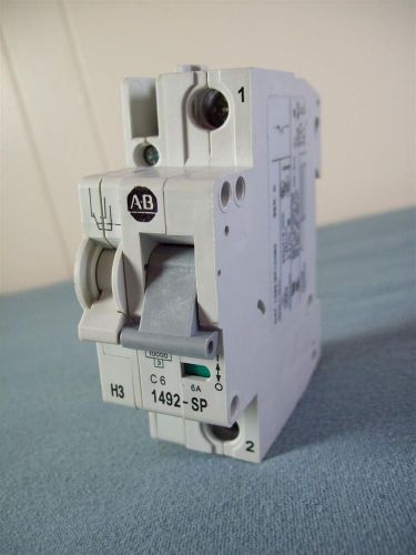 Lot of 5 allen bradley 1-pole 6 amp circuit breaker 1492-sp1c060 w/ aux contact for sale