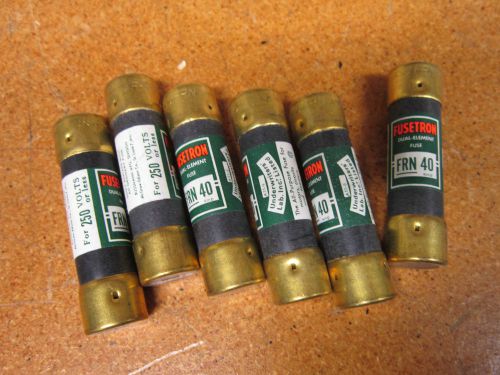 Fusetron FRN 40 Fuse 40Amp 250V Dual Element 3&#034; Long NEW (Lot of 6)