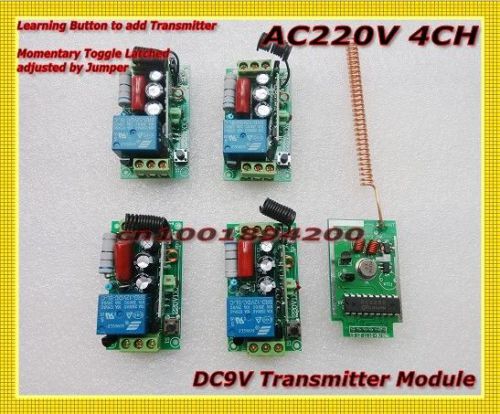 Arduino MCU Encoder Transmitter Module 4CH Long Range 4km+4 pcs AC220V Relay Swi