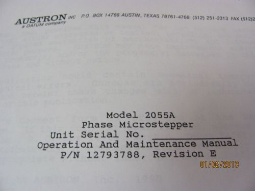 AUSTRON 2055A - Phase Microstepper - Operation &amp; Maintenance Manual copy