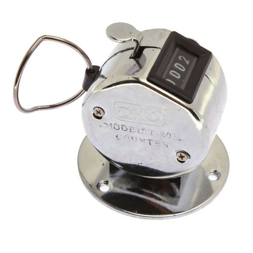 Portable Silver Stainless Metal 4-Digit Number Clicker Golf Hand Tally Counter
