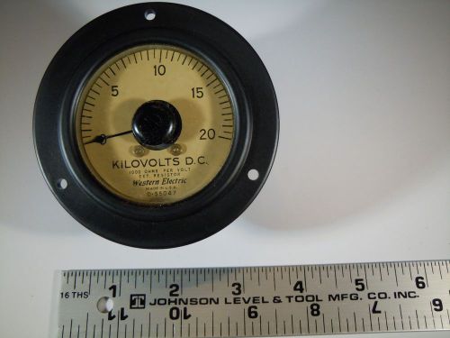 Vintage Western Electric 20 KILOVOLTS DC Panel Gauge Meter NOS