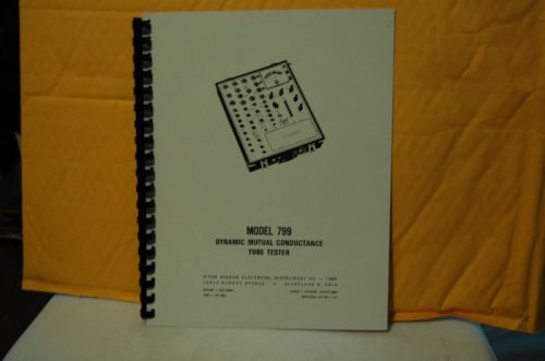 Operator &amp; test data manual for hickok 799 tube tester &amp; ca-99 adapter for sale