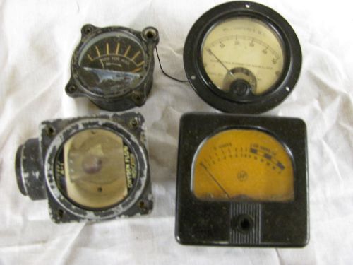 4 vintage meters - milliampers d.c-5 units db above s9 meter-oxygen flow indicat for sale