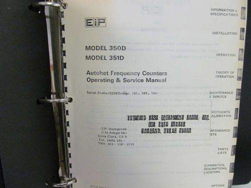 EIP Electronics 350D, 351D Autohet Frequency Counters Operating/Service Manual