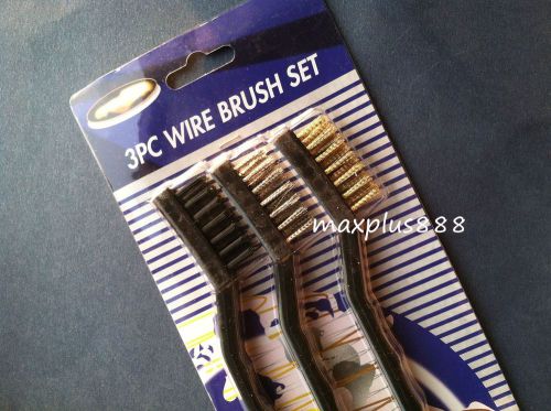 1 set New Mini Wire Brush Plastic Handle Brass Nylon Stainless Steel Bristle