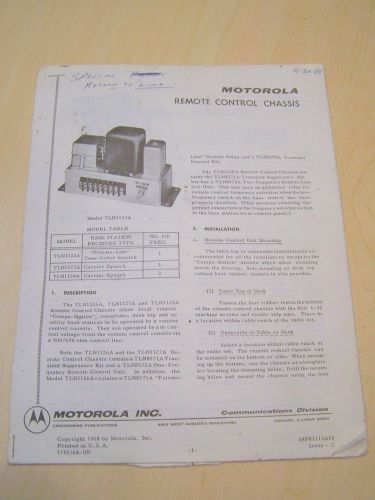 Motorola DC Remote Control Chasis Service Manual - TLN 1127A 68P81113A18