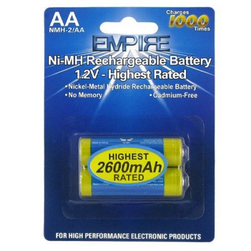 2 PACK AA RECHARGEABLE BATTERIES HIGH CAPACITY 2600MAH NIMH AA BATTERY BATTERIES