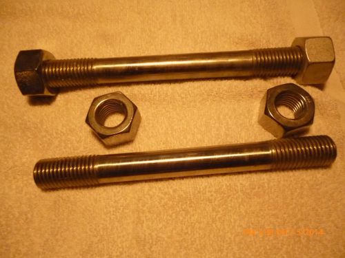 2 stainless steel studs, 7/8&#034; X 9- 1/2&#034;, threaded each end, with SS hex nuts