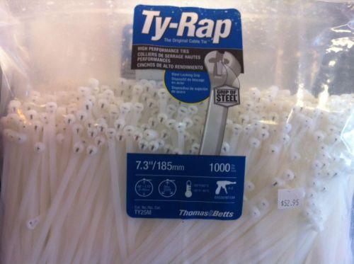 THOMAS&amp;BETTS TY-RAP TY25M-7.3&#034; 50LB NATURAL STEEL TOOTH CABLE TIES - 1,000PK