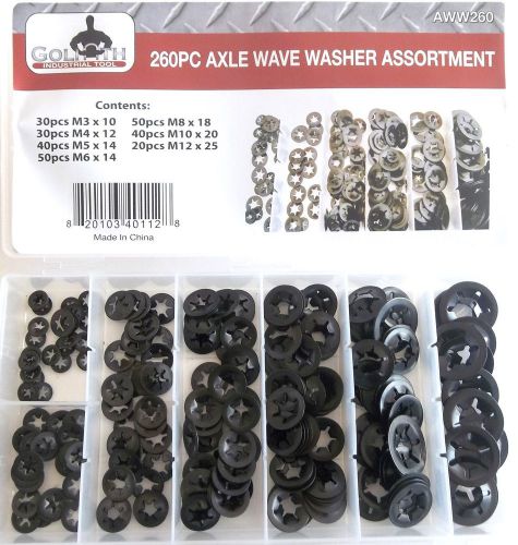 260pc GOLIATH INDUSTRIAL AXLE WAVE WASHER ASSORTMENT AWW260 NUT BOLT SPRING BENT