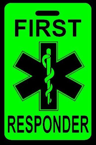 Day-glo green first responder luggage/gear bag tag - free personalization - new for sale