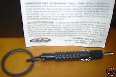 POLICE CARBON FIBER HANDCUFF KEY ZAK TOOL with EXTENSION &amp; SPARE KEY ZT-15 NEW