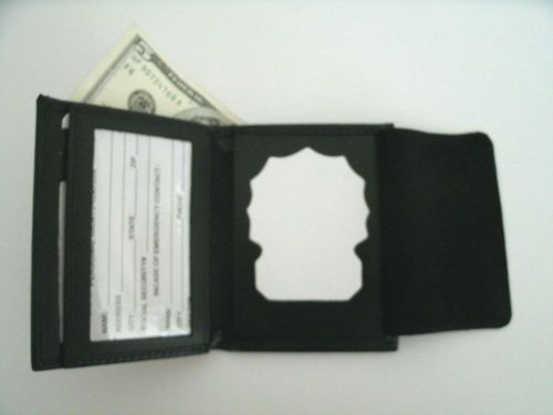 NYC EMS Badge Wallet &amp; ID  Recessed Badge Cut Out Leather CT-10