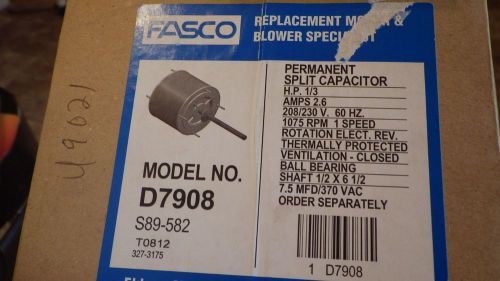Fasco D7908  1/3HP 2.6amp 230V 60Hz Permanent Split Capacitor Condenser Motor