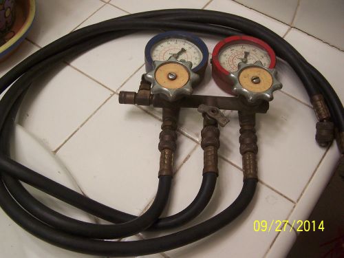Robinair hvac manifold gauge set with hoses r-22 r-12 r-502 freon ac tool a/c for sale