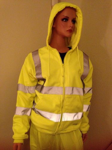 NEW 2-Pc Berne Safety Reflective Neon Thermal-Lined Hood Coat 40-42 &amp; Pants M/L