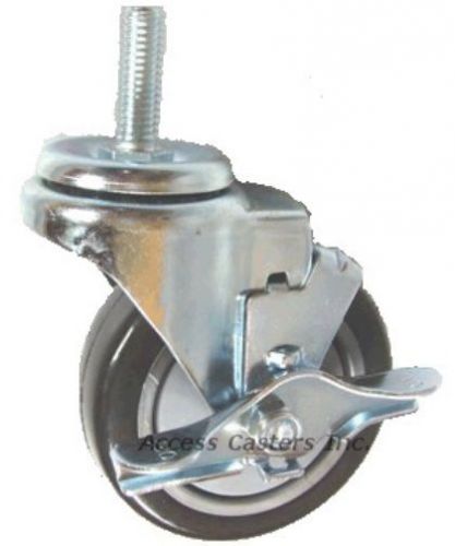 4pb2psb 4&#034; threaded stem caster, poly wheel with brake, 280 lb. capacity for sale