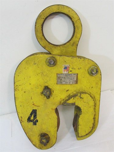 Safety clamps inc vl-9tnl9 4 ton 2 1/8 opening vertical lifting plate clamp used for sale
