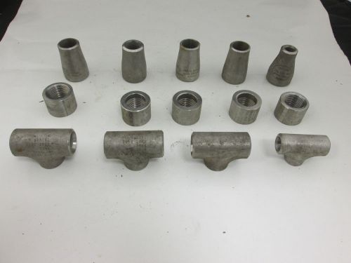 Lot x 14 Buttweld Tees, Concentric Reducers &amp; Couplings Stainless Steel