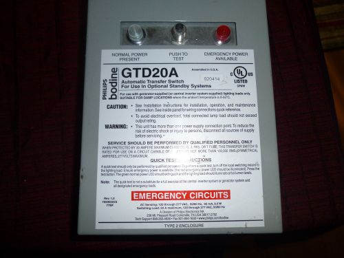 NEW PHILIPS-BODINE GTD20A Emergency Lighting Relay Control