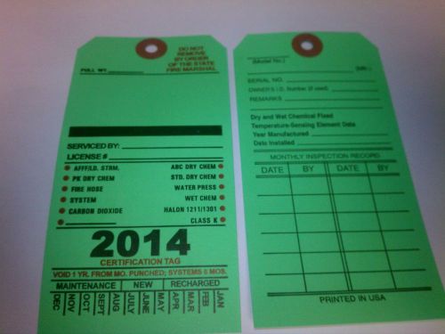 2014 blank green fire extinguisher inspection card tag office boat (10 pieces) for sale
