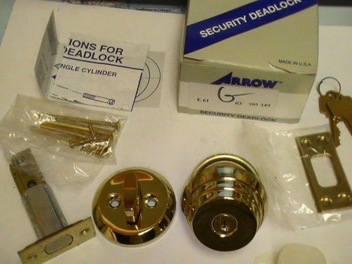Arrow e61 395 144 deadbolt heavy duty single cylinder dead lock polished brass for sale