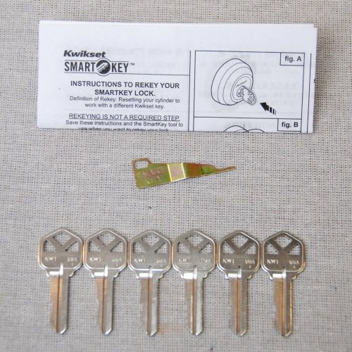 6 Keys + Kwikset Smart key Rekey Kit -  Rekey Tool W/ Instructions