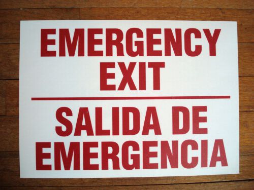 EMERGENCY EXIT - SALIDA DE EMERGENCIA - English &amp; Spanish Sign - 14 x 10 inches