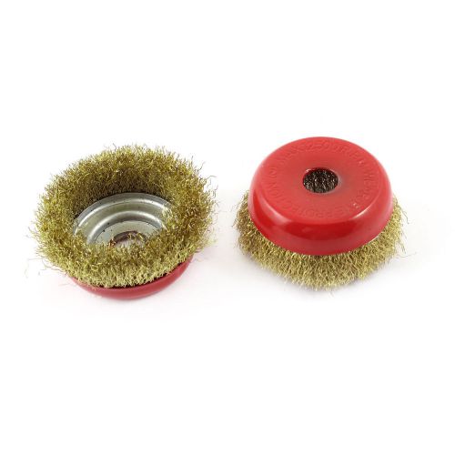 3.3&#034; diameter steel wire polishing brushes red gold tone 2 pcs for sale