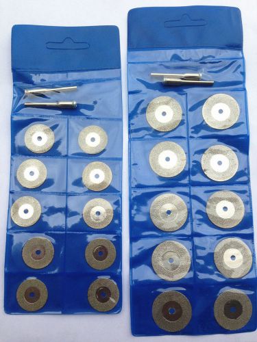 10 pcs 30mm diamond coated rotary cutting cut off blade wheels disc + 2 mandrels for sale