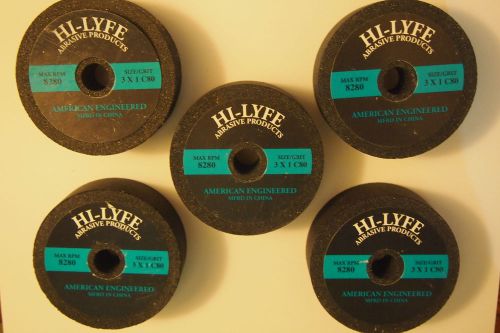 HI LYFE Abrasives Grinding Wheels, 3&#034; x 1&#034; x 1/2&#034; C80 silicon carbide (5-Wheels)