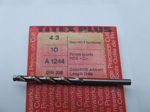 Titex 4.3 mm a1244 new hss-co cobalt drill 10pcs (~3/18&#034;) .1693 for sale