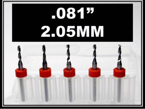 .081&#034; - 2.05mm - 1/8&#034; shank  carbide drill bits  five pcs cnc dremel model hobby for sale
