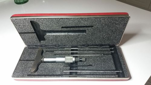 Starrett 445 depth micrometer 0-6 with  base in case for sale