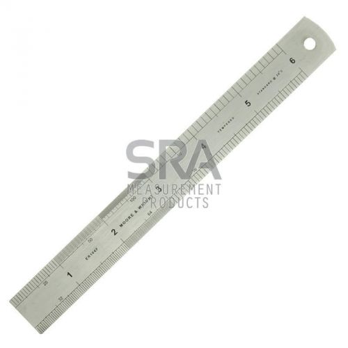 150mm/ 6&#034; rule moore and wright precision steel ruler 19mm wide mm/ inch er106f for sale