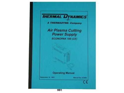 Thermal dynamics ce econopak 100 plasma cutter operating manual *991 for sale